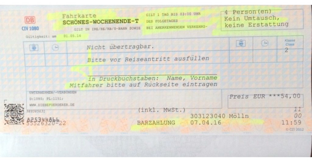 Germany Railway Weekend ticket