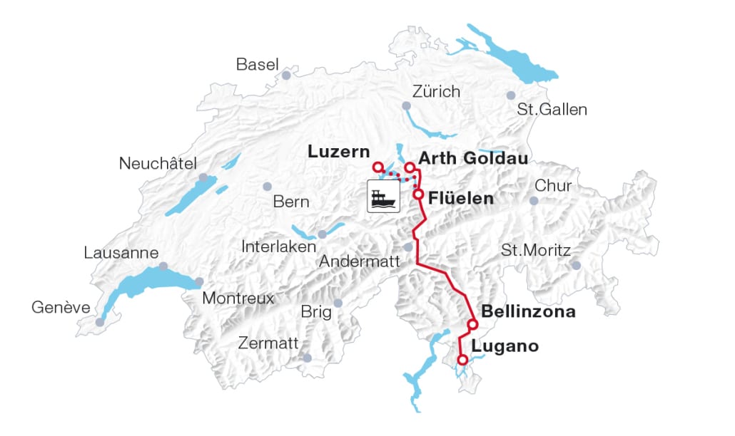SBB Gotthard Panoramic Route map