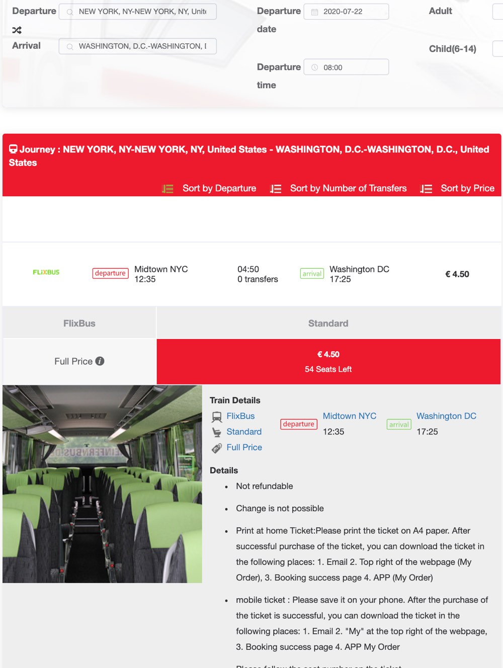 cheap ticket from new york to washington dc with flixbus